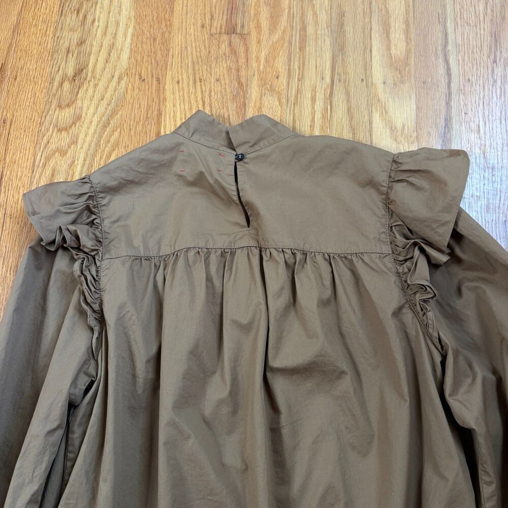 XIRENA Khaki Gold Nyla Mini Ruffle Dress Womens Size Medium - Picture 4 of 8